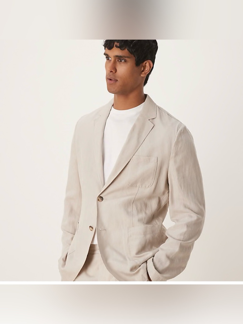 NWT MANGO delave Washed linen jacket BLAZER Natural SZ 46